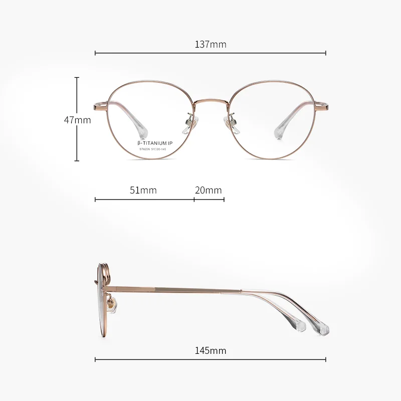 Reven Jate ST6226 Optical Pure Titanium Round Frame Prescription Eyeglasses Rx Men or Women Glasses for Male Female Eyewear