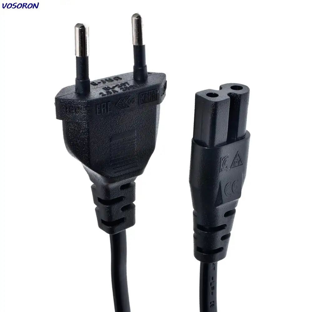 90 Degree EU Schuko to Figure 8 AC Adapter Power Cord 0.75mm CEE7/16 plug to IEC320 C7 Power Cable 1.8M