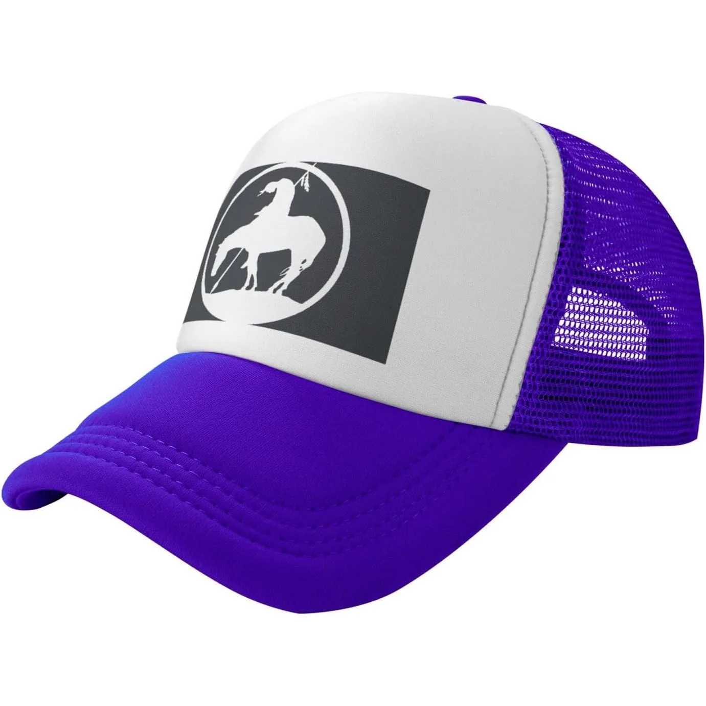 Native American Warrior Horse Silhouette Trucker Hat Adult Adjustable Mesh Baseball Cap Casual