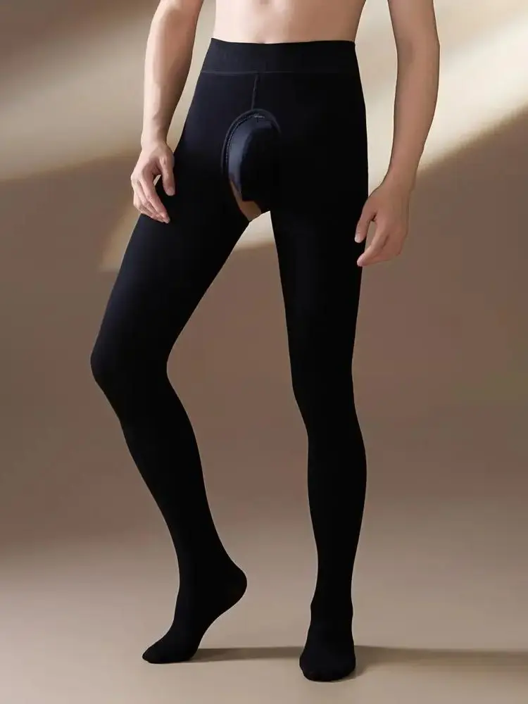 Unisex 250G Thin Fleece Thermal Underwear Close Open Crotch Leggings Crotchless Pantyhose Tights Collant Strumpfhose Trousers