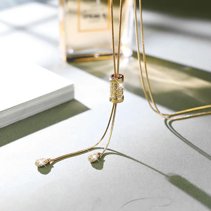 Maglioni, catene lunghe, vestiti versatili, ciondoli, collane da donna, moda e eleganza coreana autunnali e invernali