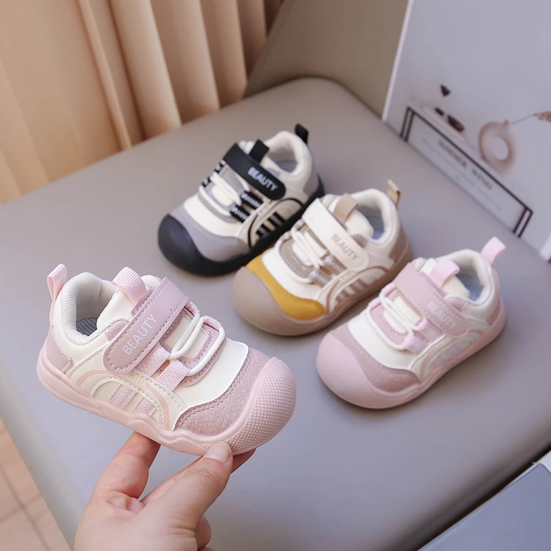 Anti-Kollisions-Laufschuhe für Kleinkinder, atmungsaktive Freizeit-Sneaker für Jungen und Mädchen, mit doppeltem Klettverschluss, Frühling und Herbst – Detail 2