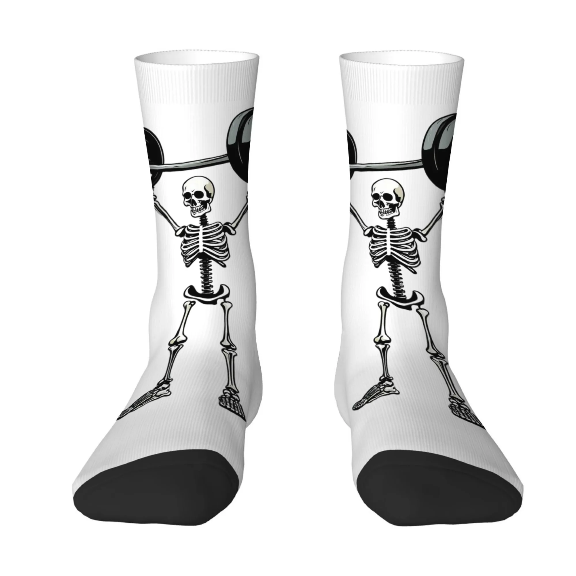 Skull-shaped Mid-calf Socks for Weightlifting Dark Powerful Unique Design Sports Sweat-wicking Breathable Comfortable Soft
