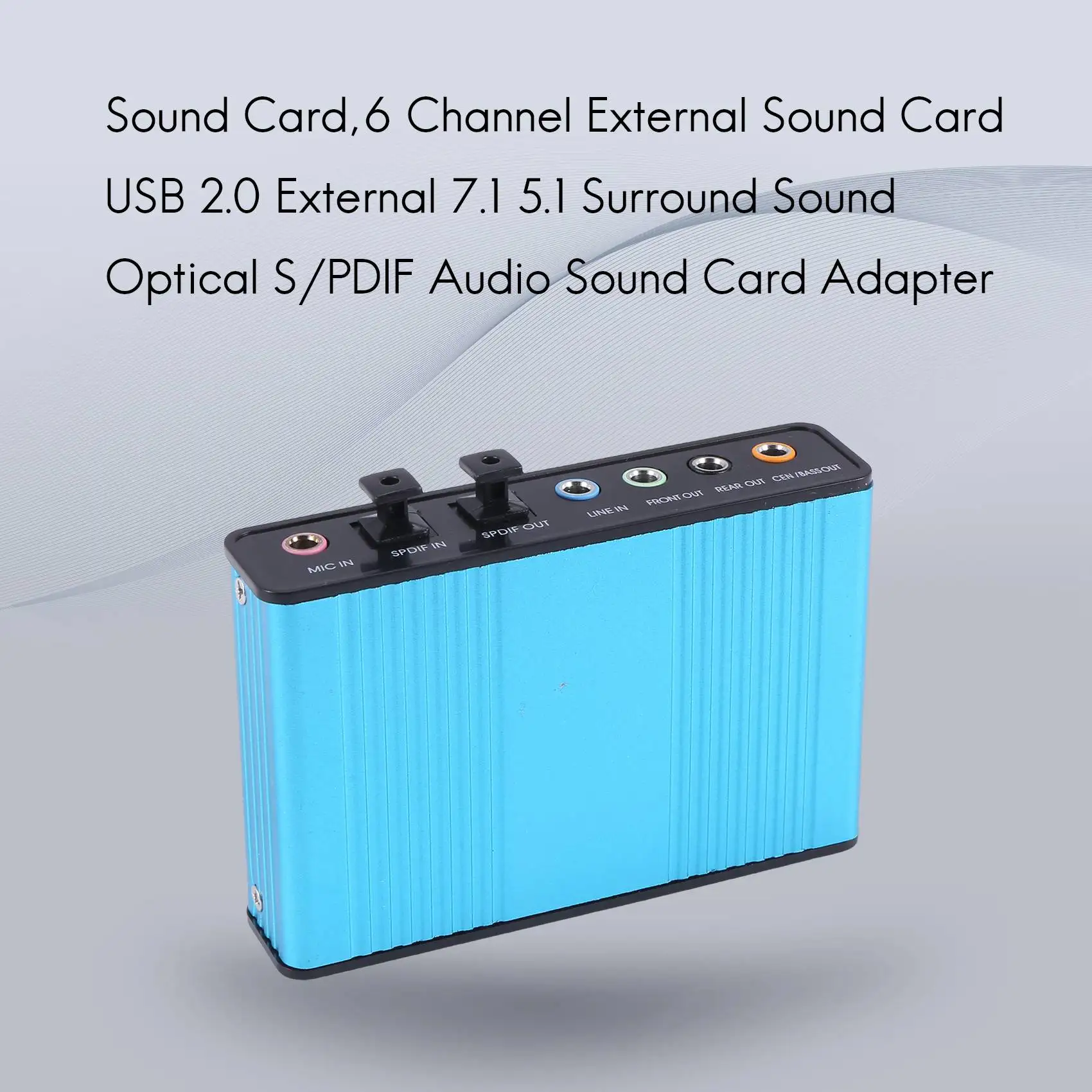 Sound Card,6 Channel External Sound Card USB 2.0 External 7.1 5.1 Surround Sound Optical S/PDIF Audio Sound Card Adapter