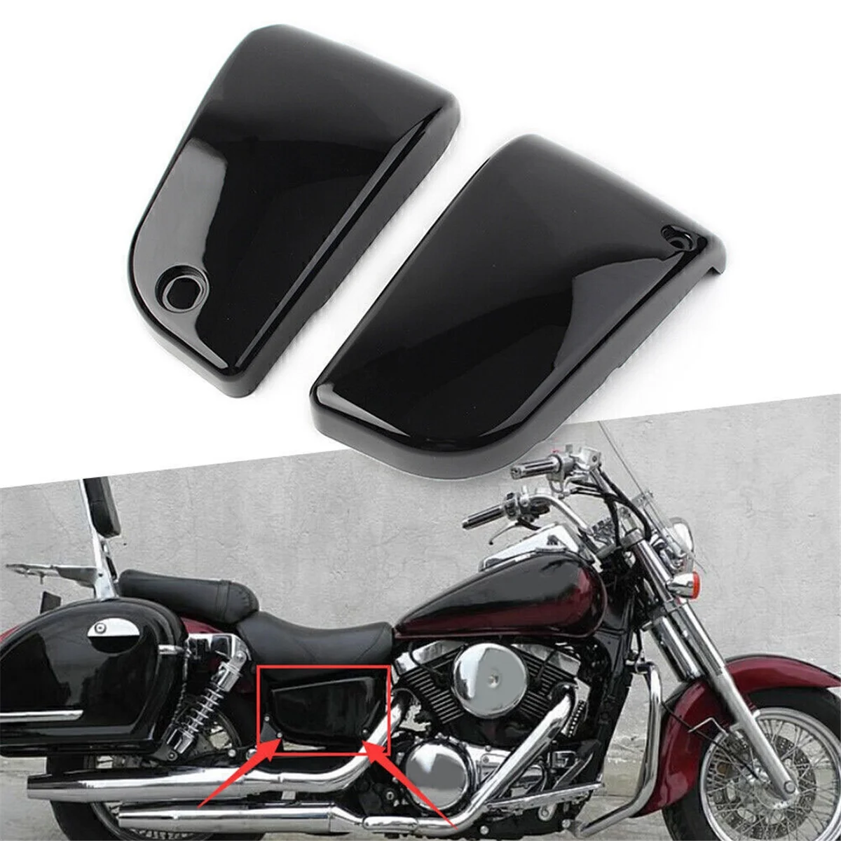 Preto Battery Side Covers, Proteção para Kawasaki Vulcan VN 1500 Clássico Nomad