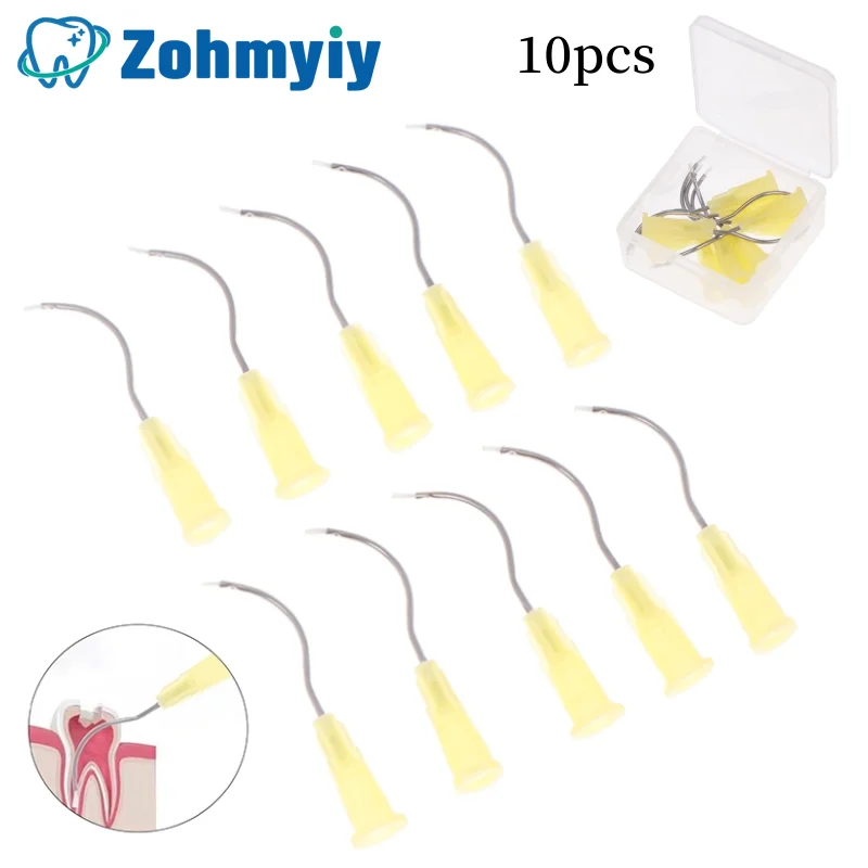 10pcs/box Dental Irrigation Bent Needle Tips For Teeth Whitening Curved Needle Dental Tooth Cleaning Oral Care