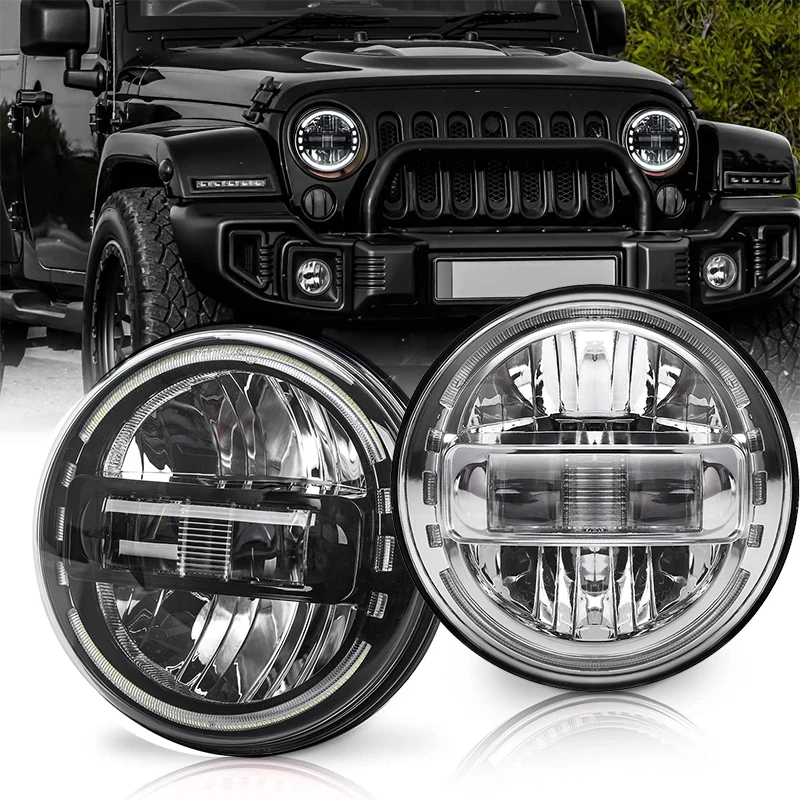 

2pcs 7 Inch LED Headlights DRL Hi/Lo Beam Round Headlamp for Offroad Lada 4x4 Niva UAZ Hunter Hummer Jeep Wrangler JK