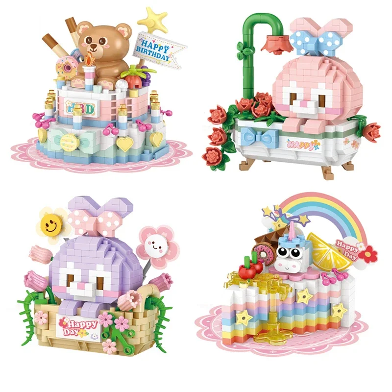 Cute Animal Rabbit Mini Building Blocks DIY Bear Model Mini Construction Bricks Toys Home Decor Holiday Gifts for Kids