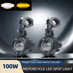 Motorcycle Auxiliary LED Light Driving Spotlights White/Amber Led Fog Lights with Mount Brackets Motorcycle 100W Driving Lamps