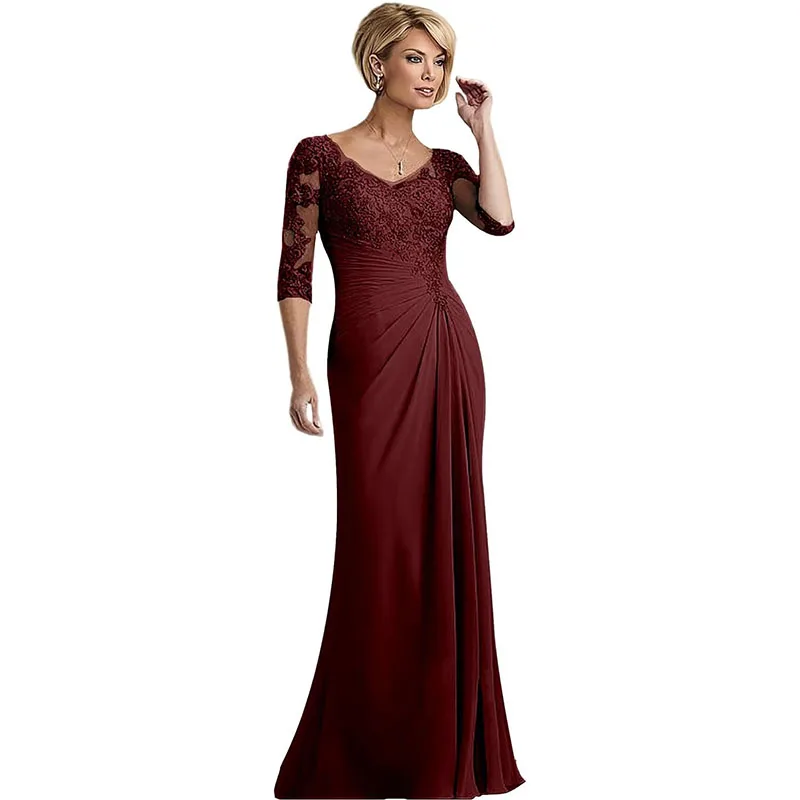 Apliques de encaje Vestidos para madre de la novia para boda 2025 Vestido de gasa con volantes para madre del novio