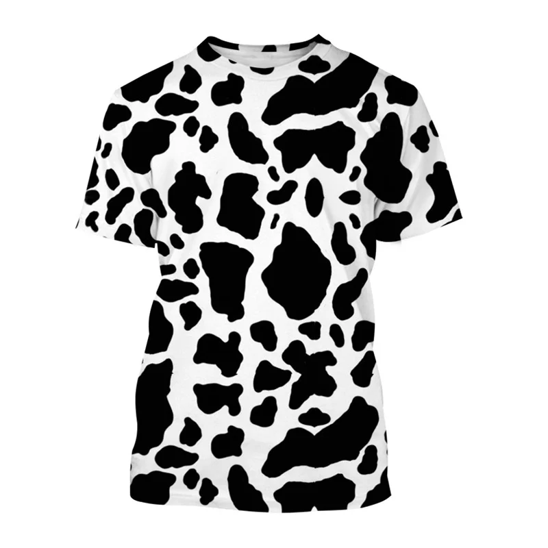 3D Printing Cow Pattern T-shirt For Men Fashion Unisex Harajuku Style Casual Round Neck Short Sleeve T Shirt Tops Kids Clothing