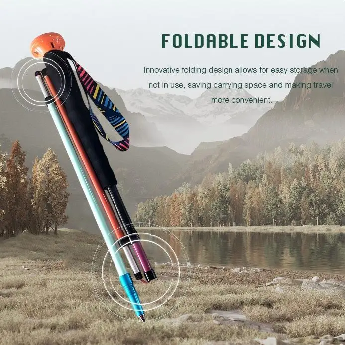 

Lightest Smart Carbon Fiber Foldable Hiking Sticks Multipurpose Trekking Pole with SOS GPS Humidity and Altitude Detection