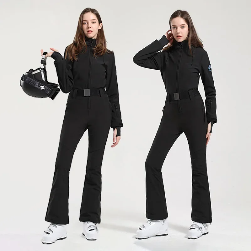 2025 شتاء جديد بذلة التزلج النساء قطعة واحدة بدلة تزلج في الهواء الطلق على الجليد الستر ضئيلة الدافئة عموما يندبروف ملابس مقاومة للماء