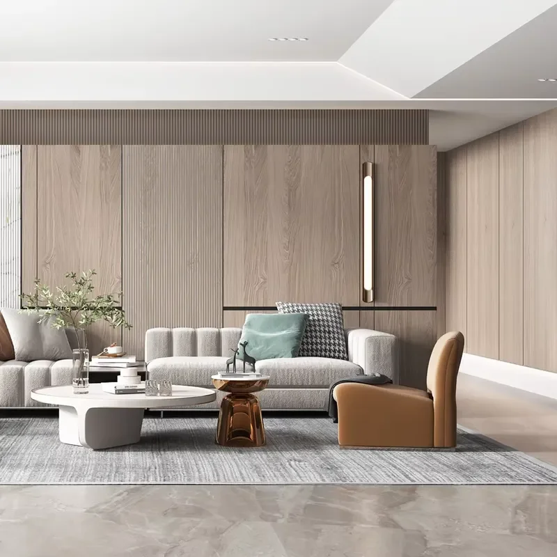 Customized adjustable size modern living room furniture cabinets, environmentally friendly wooden TV sofas, feature walls