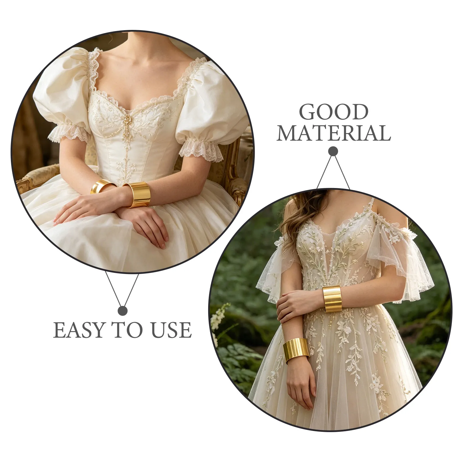 4 Pcs Bridal Cuff Bracelet Gold Wrist Corsage Bracelets Prom Flower Metal Sister