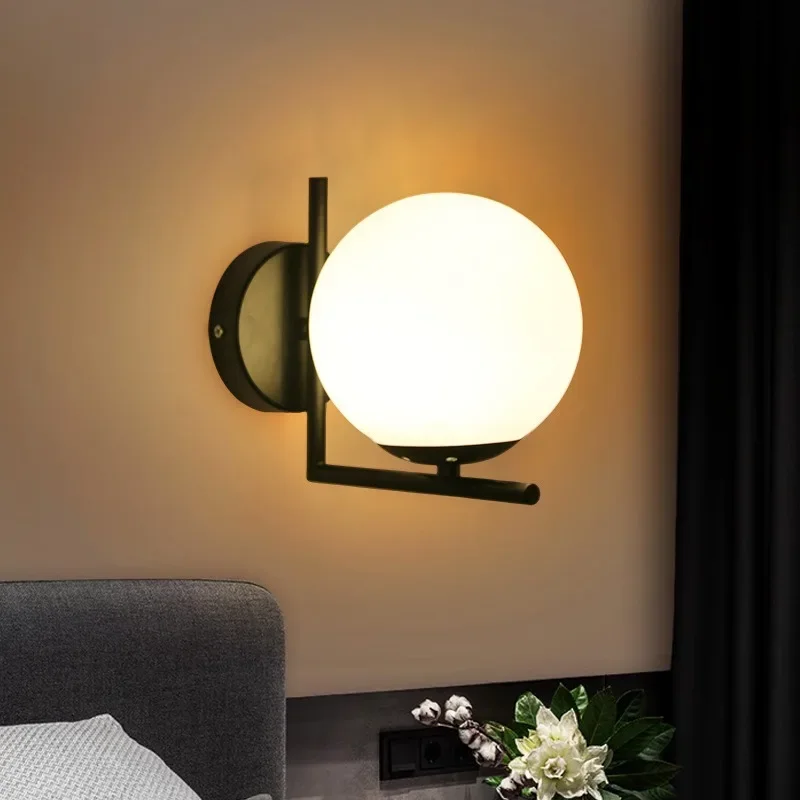 

Minimalist Bedroom Bedside Lamp Living Room Indoor Background Wall Corridor Staircase Wall Lamp Round Ball Wall Lamp