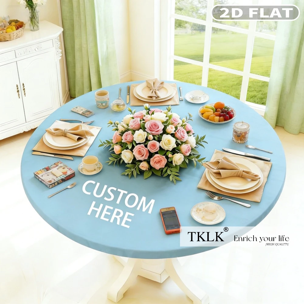 1pc Custom Round Spandex Table Cover, Elastic Fitted, Stretch Cover Durable Fabric for Weddings