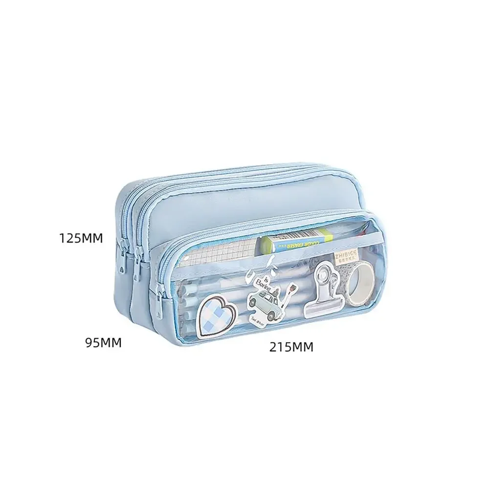 Transparent Pencil Bag Large Capacity Simple Multilayers School Student Stationery Box School Supplies Pencil Case Korean Bags