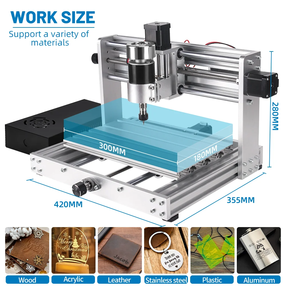 CNC 3018 Pro Max Metal Aluminum Engraving Machine With 500w Spindle GRBL Control DIY 20w Laser Engraver Wood Router For Cut MDF