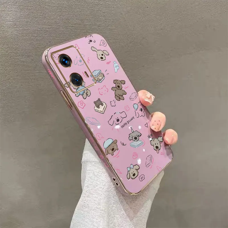 เคสโทรศัพท์ G53ลายหมาแฮปปี้ชุบสำหรับ Motorola Moto ฝาครอบ G53