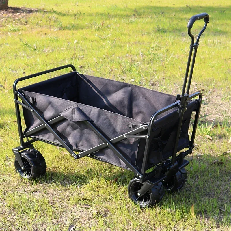 Heavy Duty Steel Frame Pneumatic Wheel Outdoor Camping Stroller Folding Wagon Beach Yard Cart