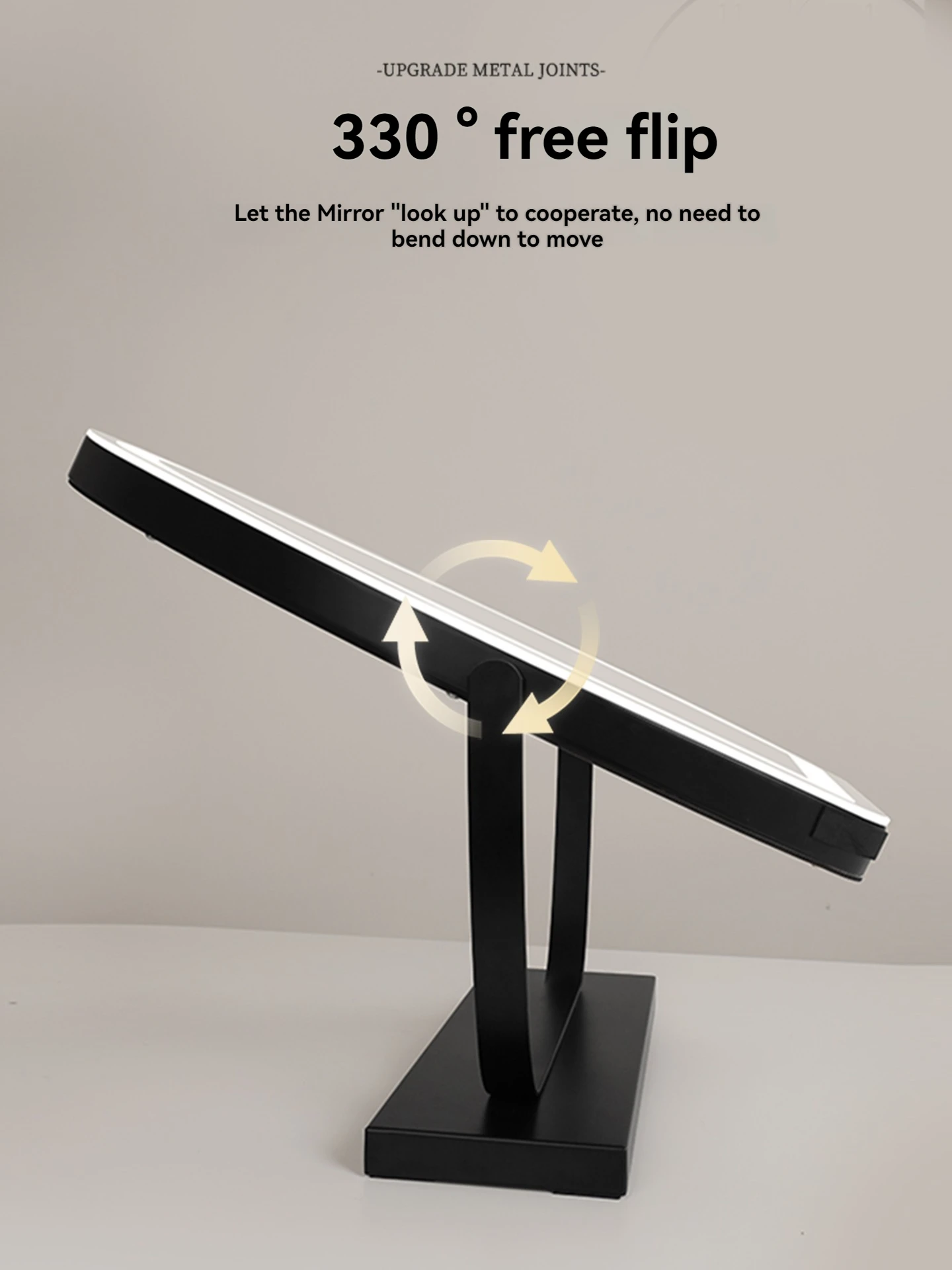 Specchio per trucco semi ellittico a LED Specchio cosmetico da tavolo con luce, camera da letto intelligente per la casa delle celebrità di Internet, rotazione semplice