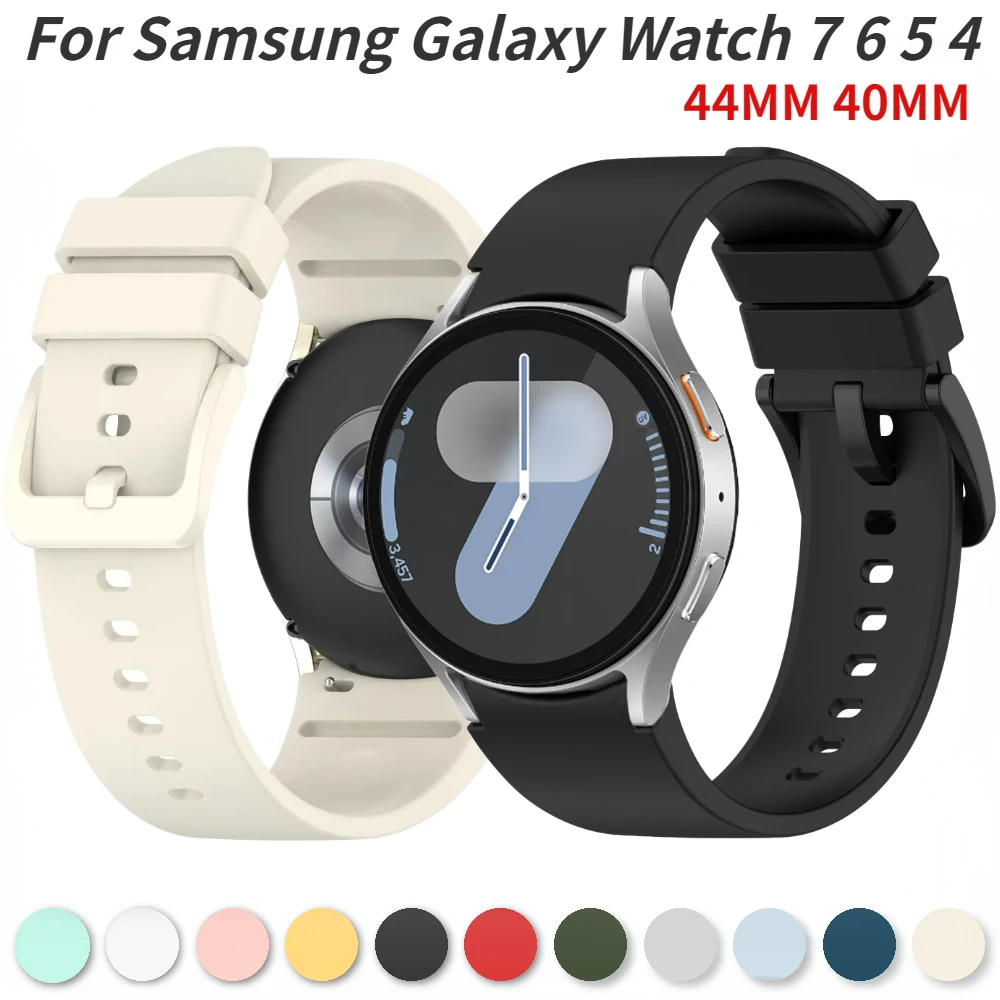 

Silicone Strap for Samsung Galaxy Watch 7 6 5 4 44mm 40mm/6 Classic 47mm 43mm Watch 5 Pro 45mm Original Smart Watch Wristband