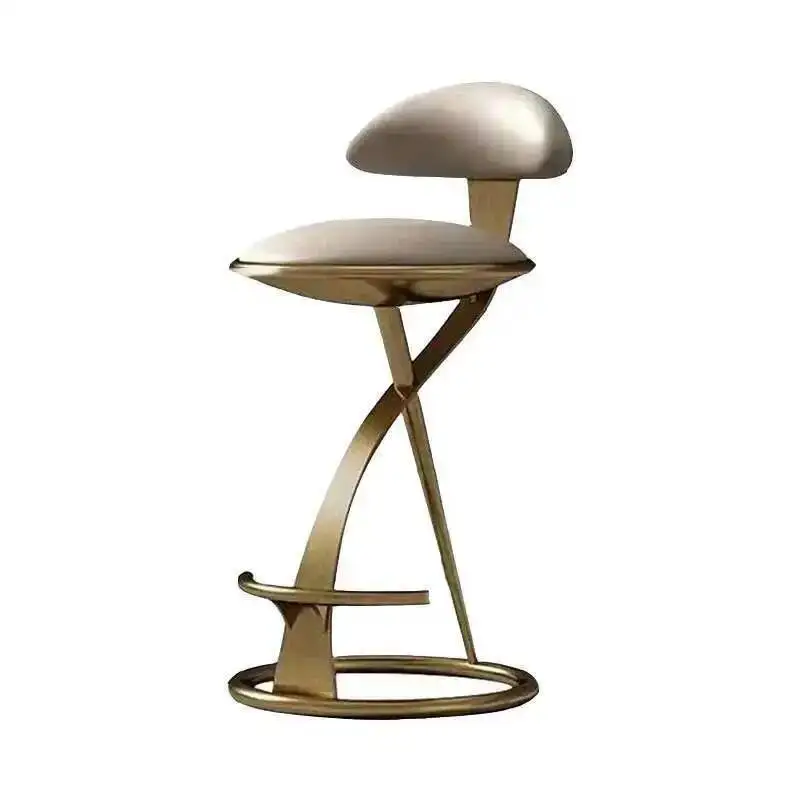 

Designer Light Luxury Bar Chairs Italian High Stool Home Stainless Steel Cafe Kitchen Backrest Bar Chair Creative Bar Furniture