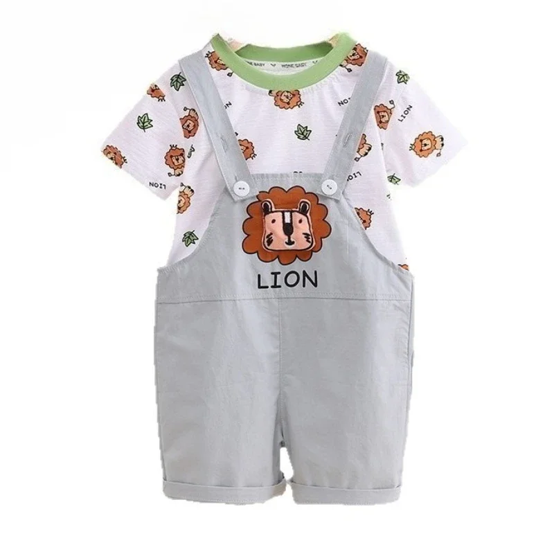 New Summer Baby Boys Clothes Suit Children Casual Short Sleeved T-Shirt Overalls 2Pcs/Sets Infant Cartoon Clothing Kids Outfits