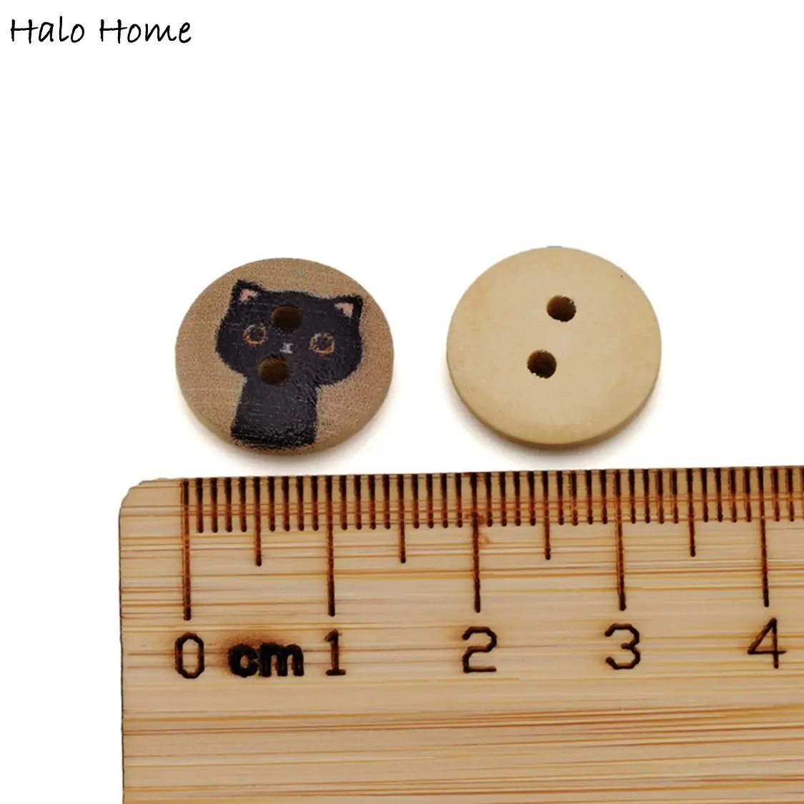 50PCS Adorable Cat Print Wooden Buttons, Colorful Patterns, for DIY Sewing, Clothing Decoration & Craft Projects 15mm