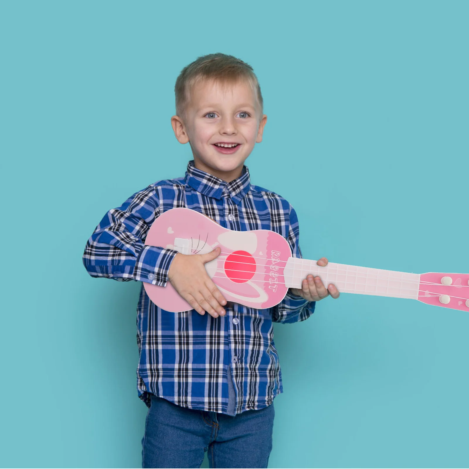 Rabbit Toys Music Instrument Ukulele Vintage Style Acoustic Guitar Simulated Pink Kids Child