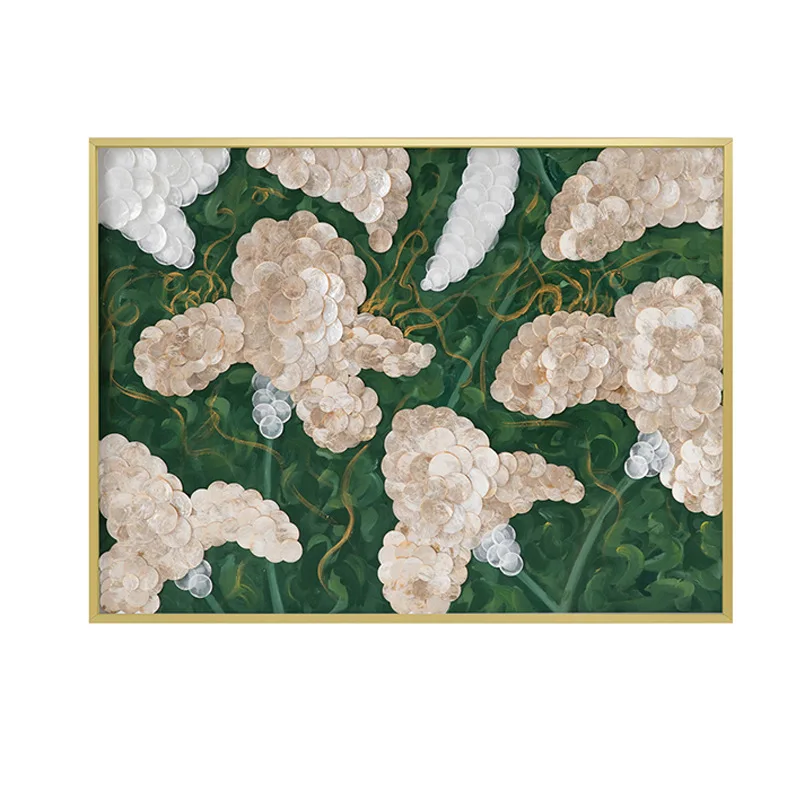Retro green living room decorative painting shell feeling dining room entrance painting art mural