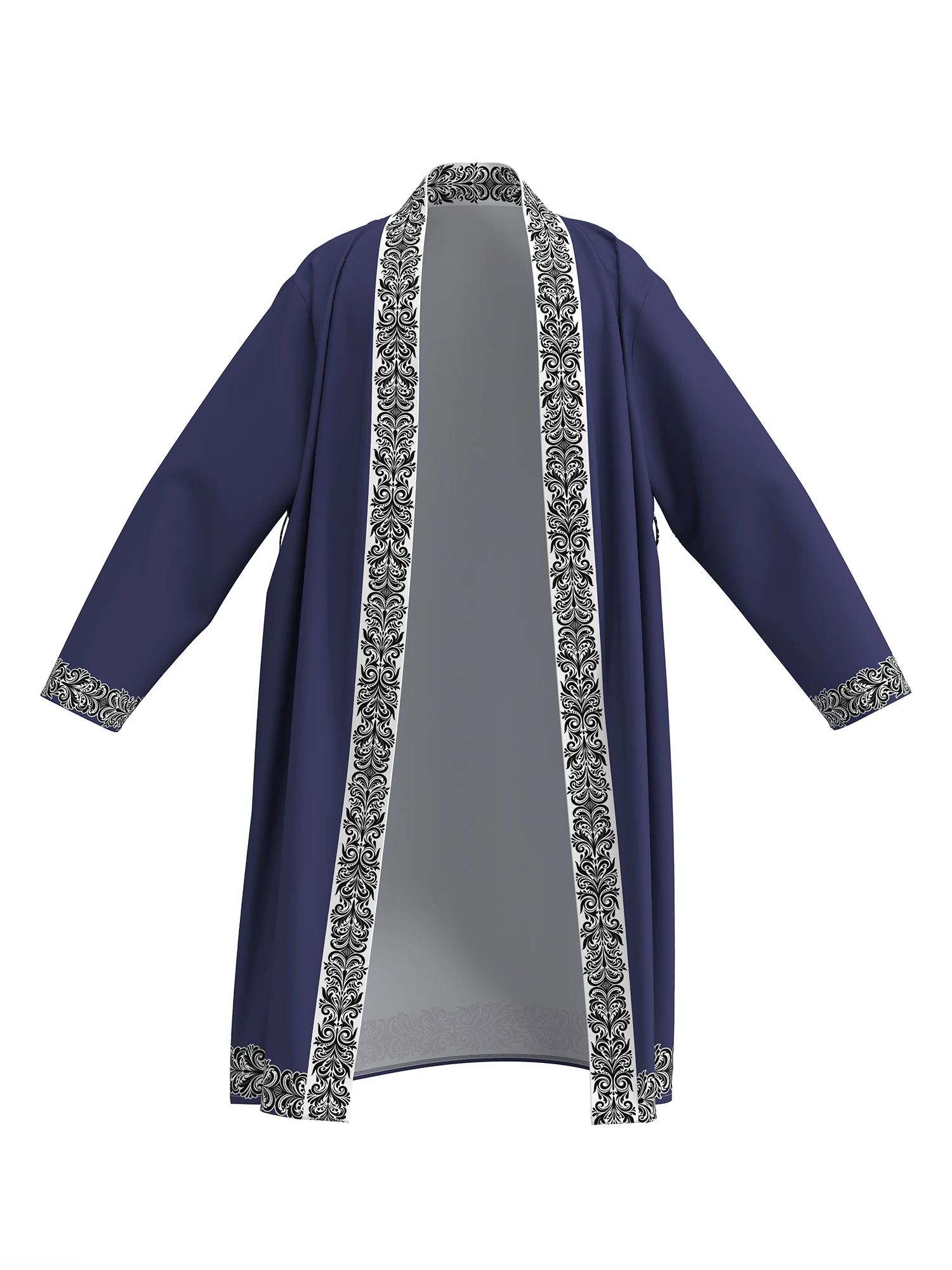 New men's nightgown,skin-friendly bathrobe 3D printed home casual quick-drying non-fading spring and autumn thin style with belt