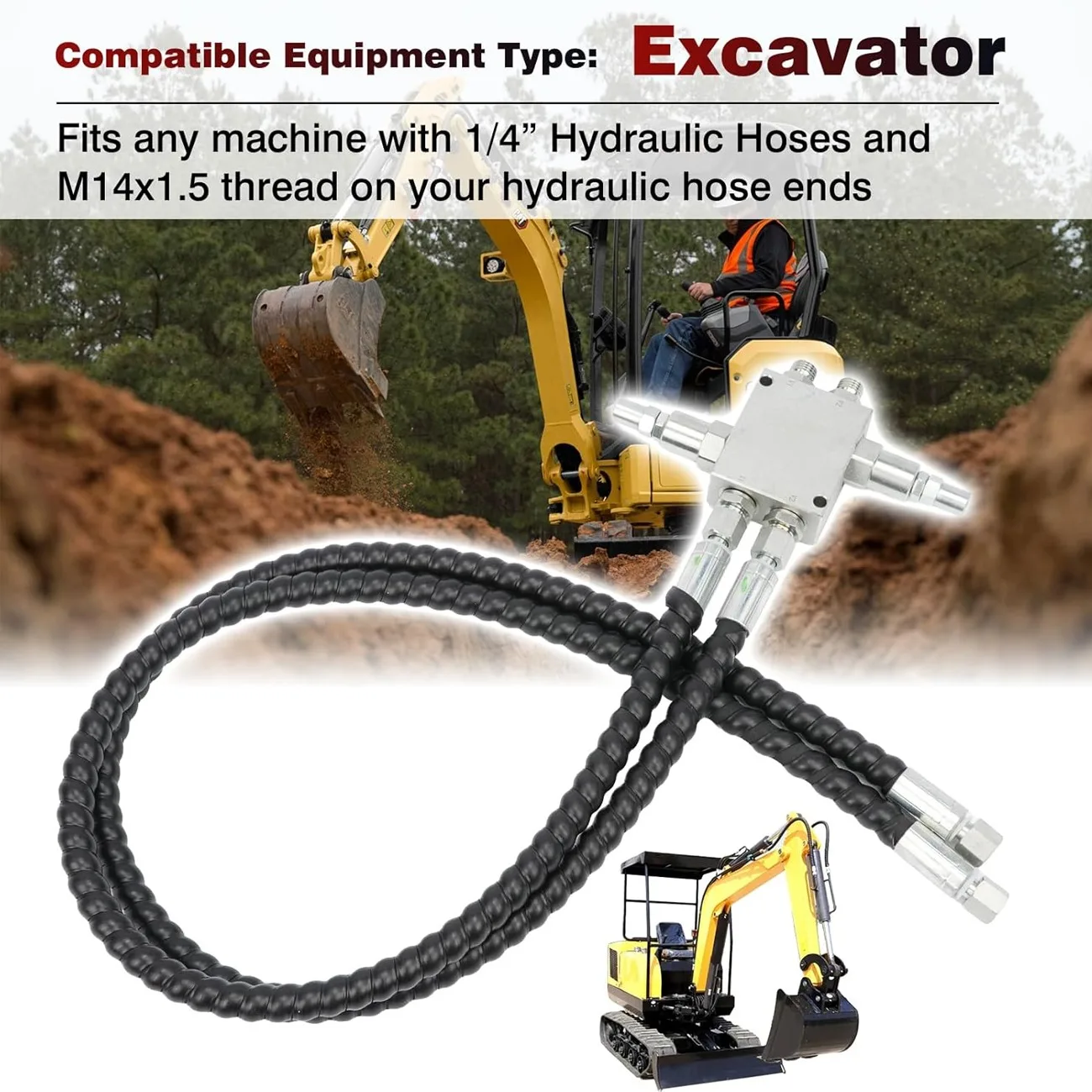 Mini Excavator Cushion Valve Kit for Swivel Motor Assembled Fits any machine with 1/4