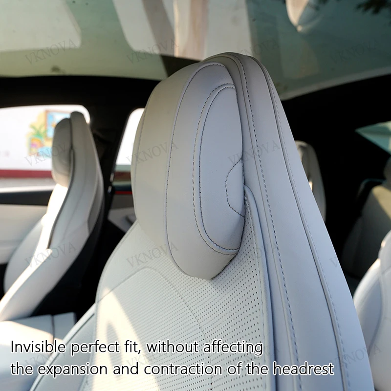 For New Tesla Model Y L Launch 2026 Nappa Leather Seat Cushion Ventilation Comfortable,  Full Surround Invisible Headrest Set