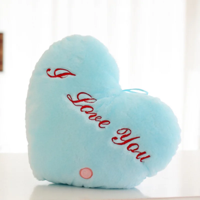 Hot Selling Valentines Day Gift I Love You Heart Shape Luminous Pillow Creative Stars Glowing Toy LED Light Plush Toys Kids Doll