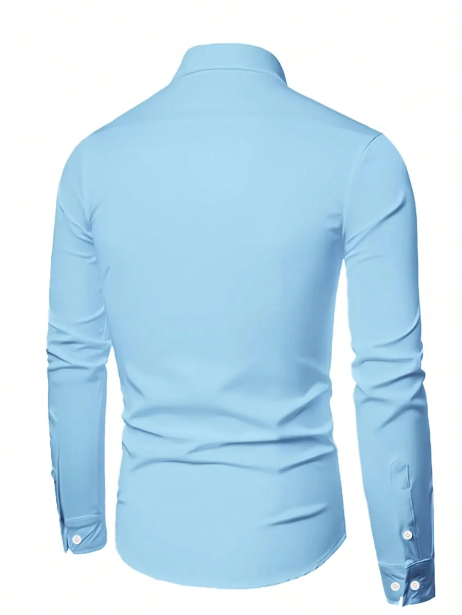 

Manfinity Mode Men's Solid Color Simple Fashion Casual Shirt, Suitable For Daily Wear, For Fall, Long Sleeve Top