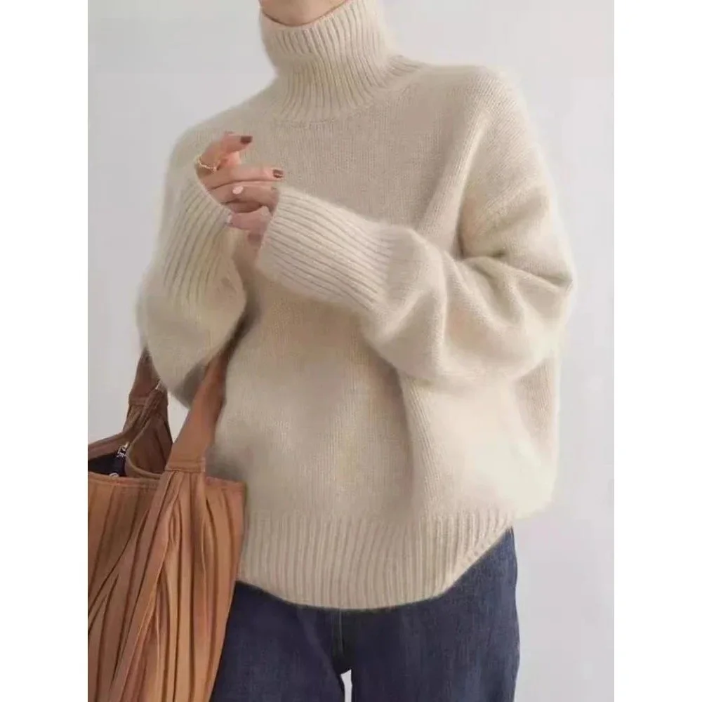 

Women's High Ne Knitted Sweater Autumn Korean Faion Bright Tead Coolmax Fiber Ladies Faionable Knitted Jump Sweater