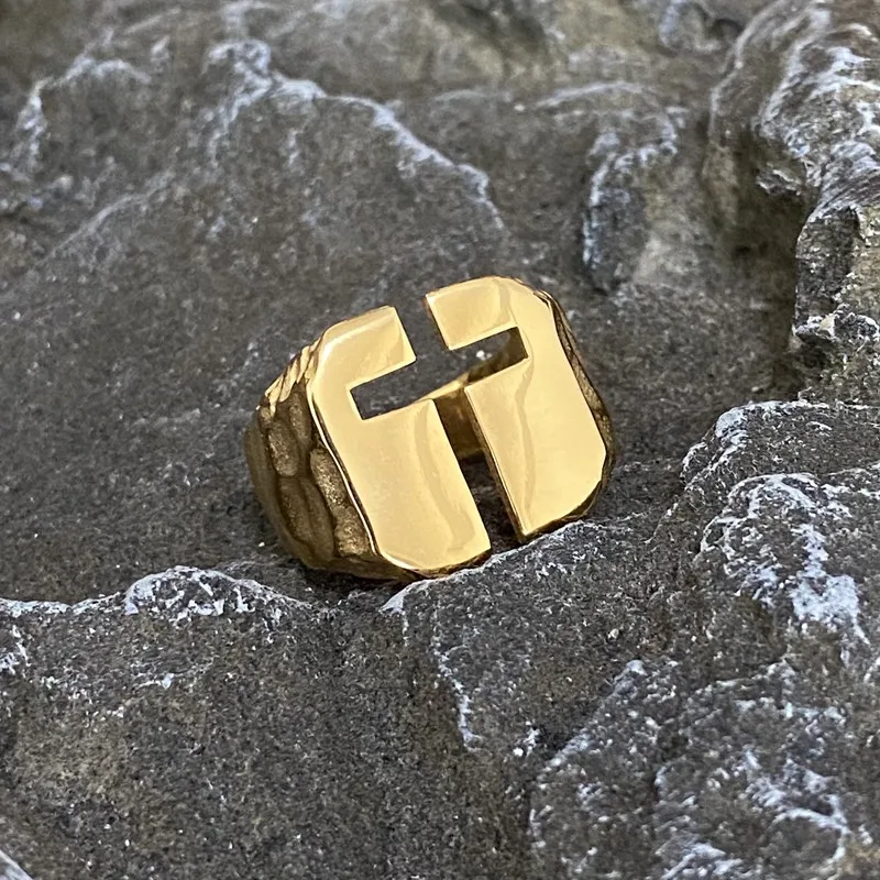 Cross Stainless Steel Ring God Faith Geometric Vintage Punk Mens Ring Fashion Gift Gothic Jewelry Gold Steel Color Hip Wholesale