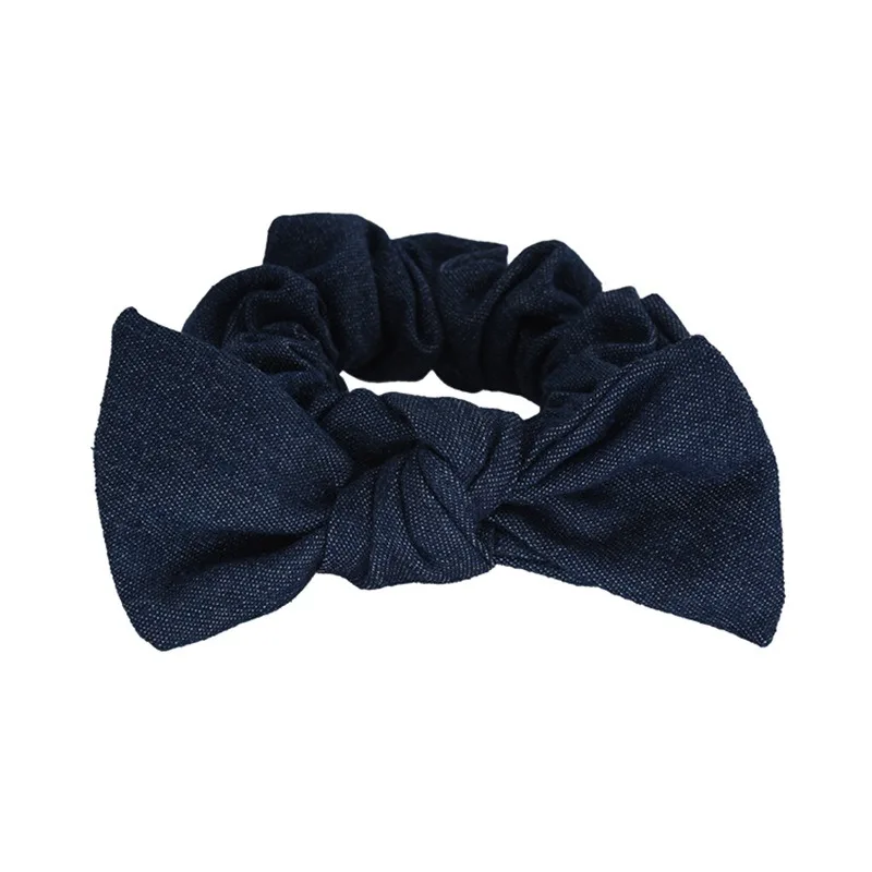 French Retro Denim Bowknot Hair Ring Headband Female  New Simple and Versatile Advanced Hair Band Headwear  Elastic Hair ring