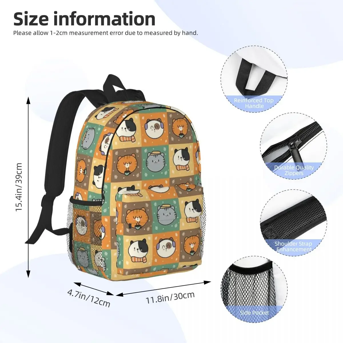 Mochila escolar de gran capacidad para niños y niñas, bolso de hombro para portátil, a la moda, para gatitos, otoño