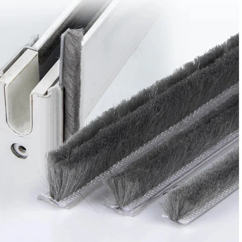 2M Brush Strip aluminum sliding Door Window Sealing Strip Home Door Window Sound Insulation Seal Film Door Swal Weather Strip