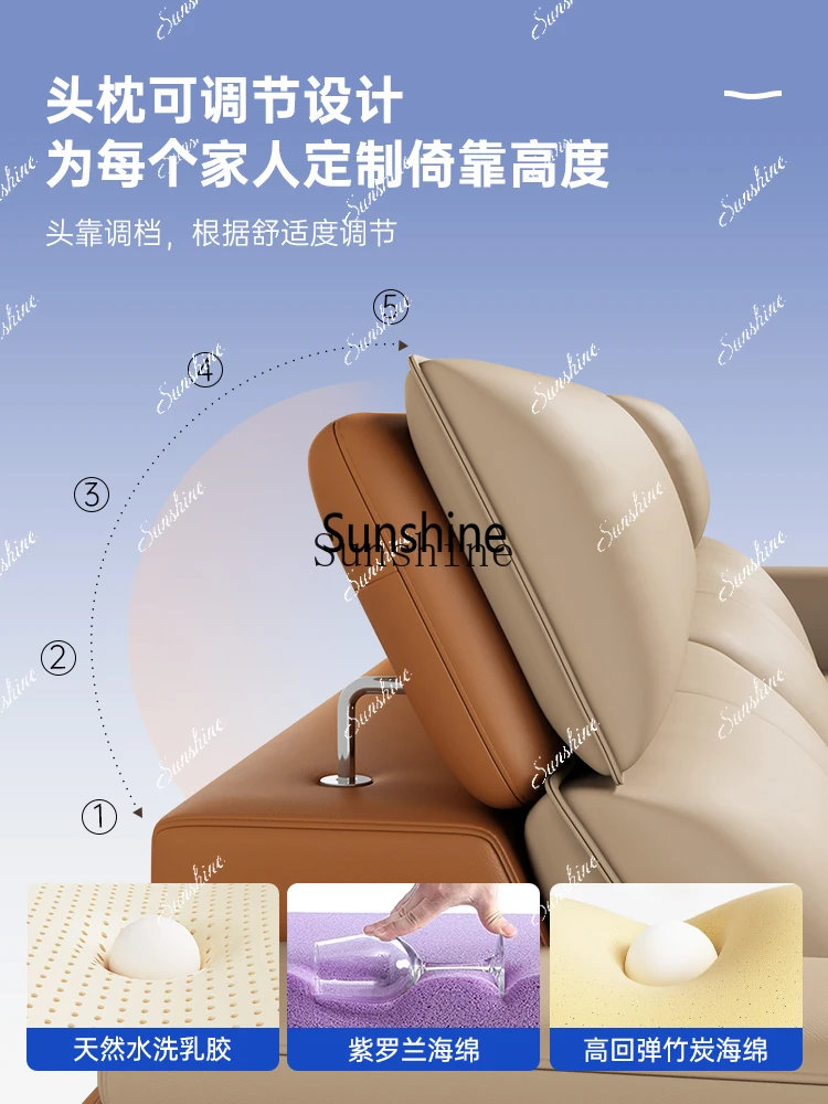 The living room is simple and modern three-person straight row small apartment, leather sofa small apartmentPX