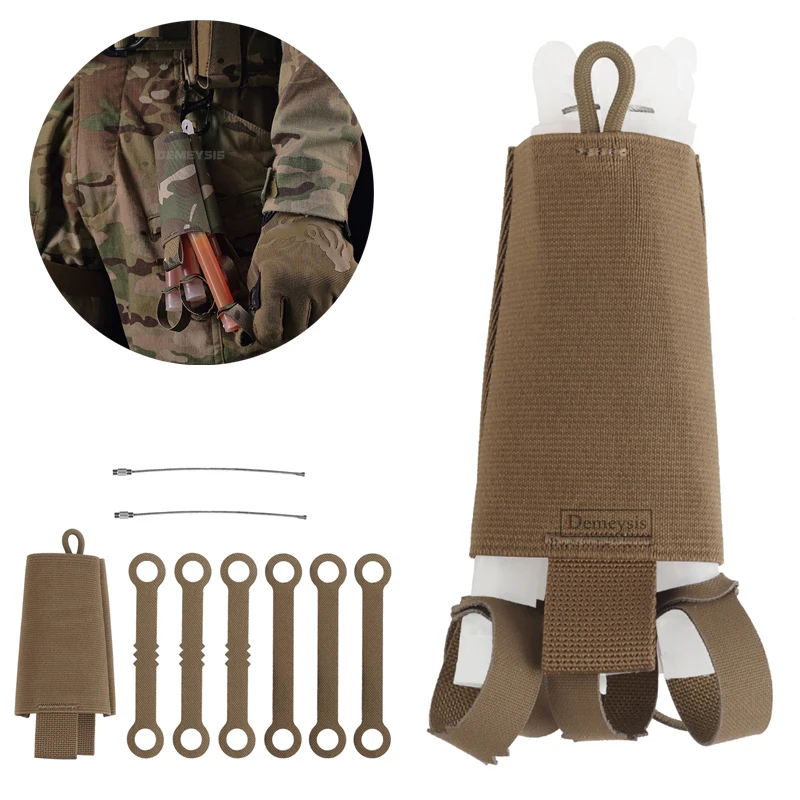 Suporte tático de luz chem, 6 pacotes de bastões brilhantes, bolsa de loja, caça ao ar livre, combate, cs, esportes, fluorescência, pacotes de armazenamento