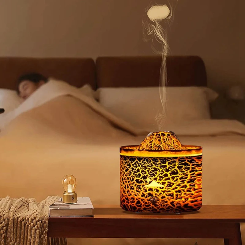 1 PCS USB Volcano-Flame Air Mini Humidifier As Shown ABS+PP+Electronic Components For Fragrance Mist Ambient Night Light