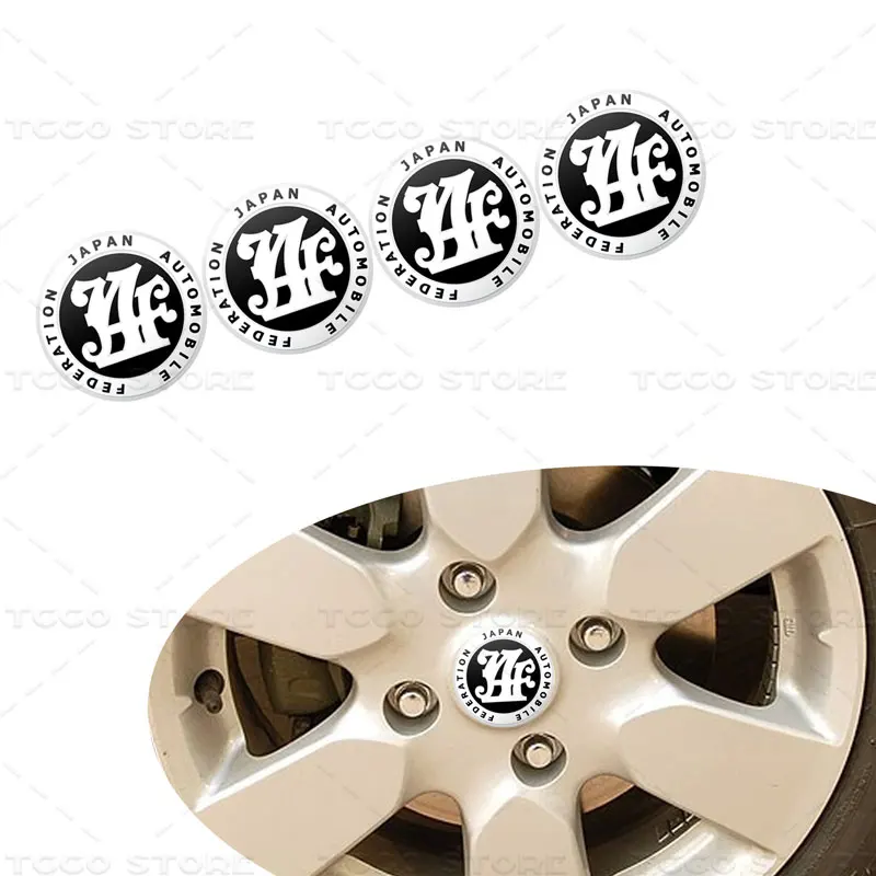 4pcs/Set 56mm Car Styling Japan Automobile Federation JAF Emblem Badge Car Wheel Hub Center Caps Rims Covers Sticker Decoration