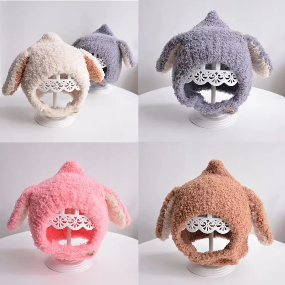 New Soft Fluffy Winter Baby Earmuffs Cartoon Ear Windproof Ear Protection Cap Plush Fluffy Warm Baby Knitted Cap