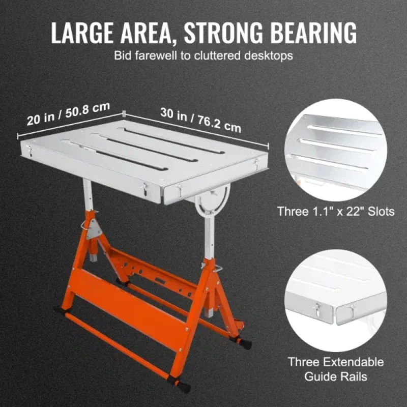 Welding Table 30" X 20" 400lbs Load Capacity Steel Welding Workbench Table on Wheels Folding Work Bench with Three 1.1"