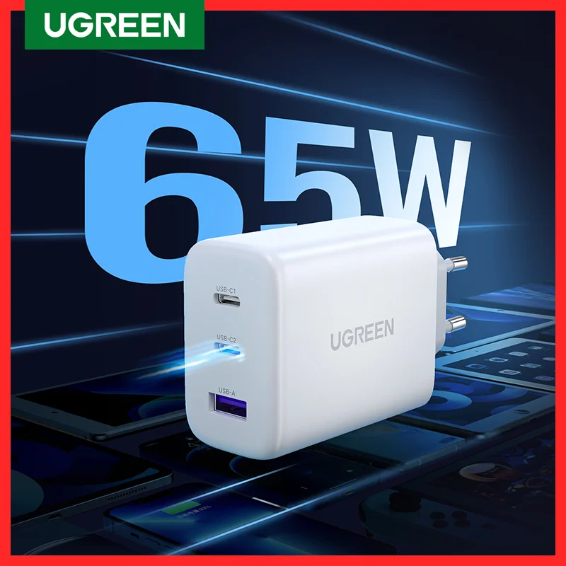 UGREEN 65W PD Charger Quick Charge 4.0 3.0 Type C PD USB Charger for iPhone 16 15 14 Pro Max Fast Charger For Laptop PD Charger