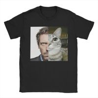 Summer Men's House MD Cat Model Fun Pure Cotton T-shirt Soft Loose Round Neck Short Sleeve Birthday Gift Clothing